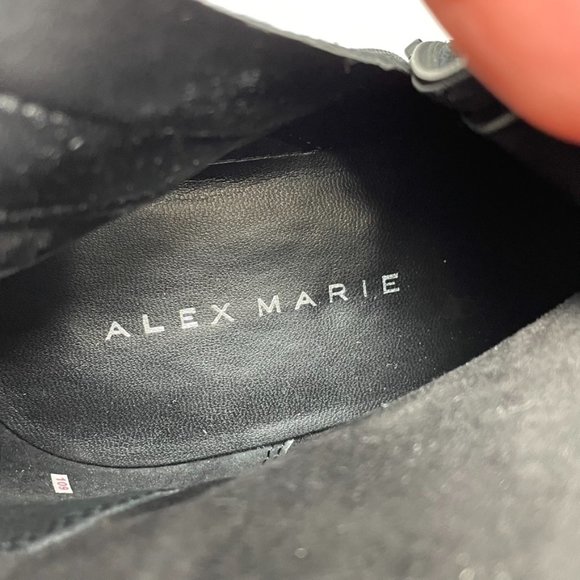Alex Marie Womens Black Suede Leather Buckle Accent Side Zip Bootie Size 9.5 - Picture 7 of 11